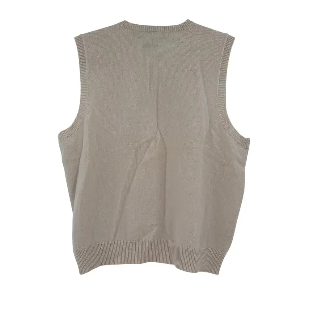 Polo Ralph Lauren Mens Large Beige 100% Lambswool Vest